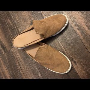 Suede slip ons